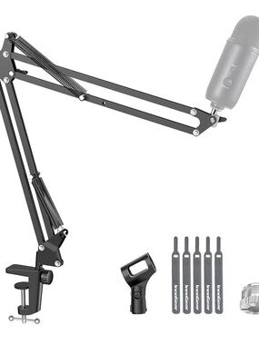 Adjustable Microphone Boom Arm with Screw Adapter (Black)